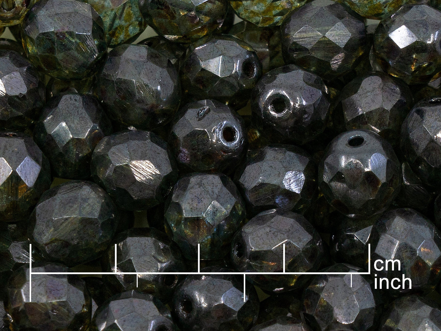 OUTLET 250g Fire Polished Round Faceted Beads, 10 mm, Crystal Stain With Luster Blue (151-19001-10x10-00030-65431)