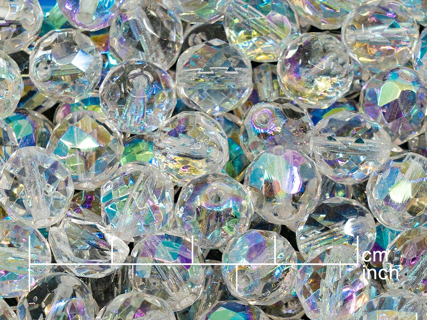 OUTLET 250g Fire Polished Round Faceted Beads, 10 mm, Crystal 28301 (151-19001-10x10-00030-28301)