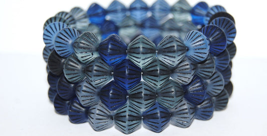 OUTLET 10 grams Bicone Beads, Blue Mixed Colors Black Lined (BLUE-MIX-46769), Glass, Czech Republic