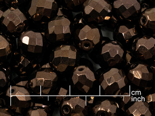 OUTLET 250g Fire Polished Round Faceted Beads, 10 mm, Black Bronze (151-19001-10x10-23980-14415)