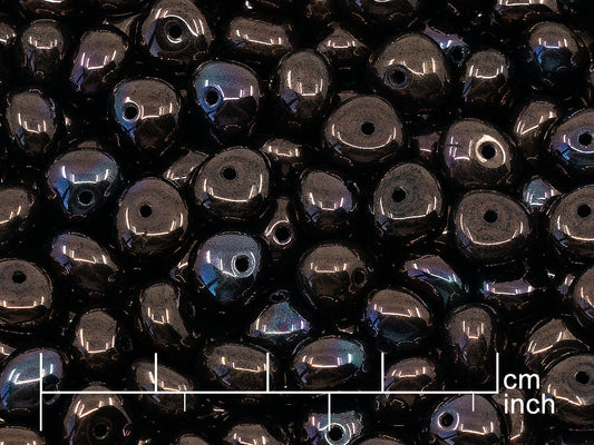 OUTLET 250g Pressed Czech Glass Beads, 6 x 8 mm, Black Purple (111-00212-06x08-23980-15726)