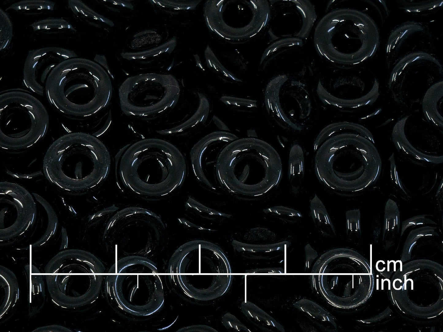 OUTLET 10 grams Fish Ring Spacer Beads, Black (23980), Glass, Czech Republic