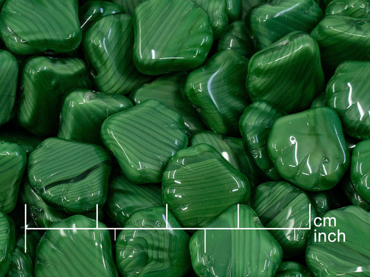 OUTLET 10 grams Seashell Pressed Beads, Green Malachite (GREEN MALACHITE), Glass, Czech Republic