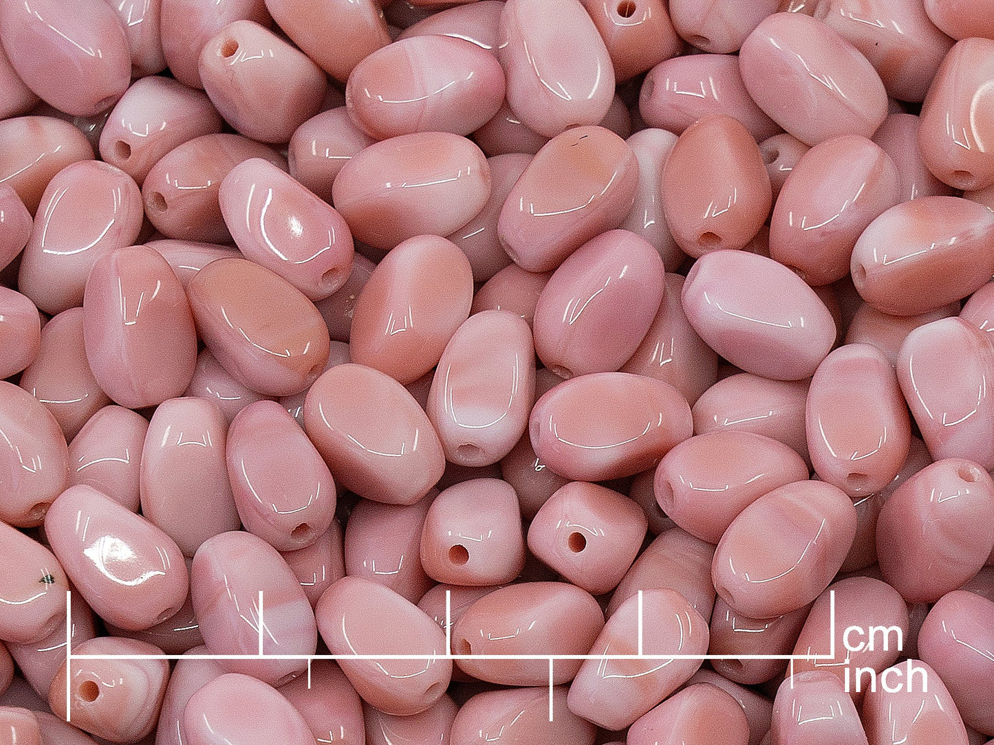 OUTLET 10 grams Shaped Oval Beads, 9 x 6 mm, Opaque Pink (76026), Glass, Czech Republic