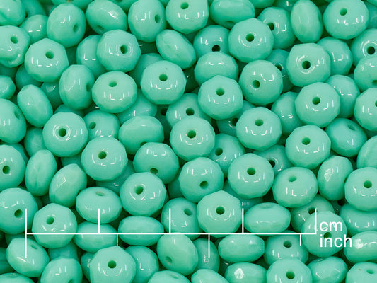 OUTLET 10 grams Faceted Rondelle Fire Polished Beads, 7 x 7 mm, Turquise (63100), Glass, Czech Republic