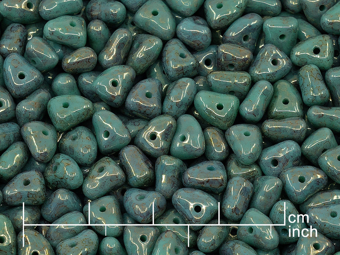 OUTLET 10 grams Pressed Beads, Turquoise Terracotta Red (63130-15495), Glass, Czech Republic