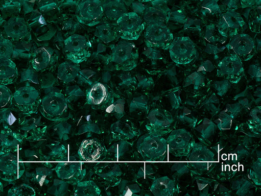 OUTLET 10 grams Pony Bagel Faceted Fire Polished Beads, Transparent Green Emerald (50730), Glass, Czech Republic