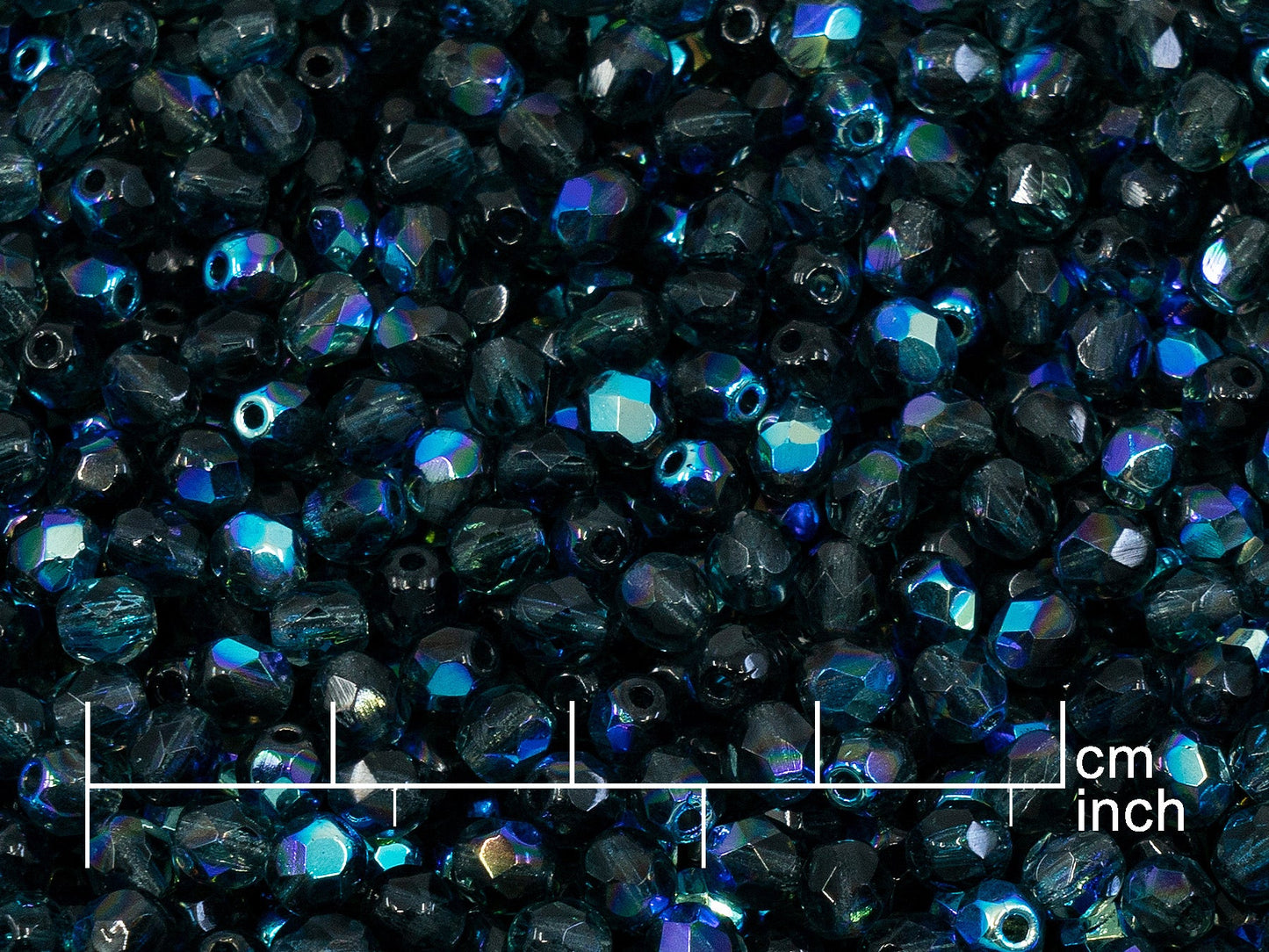 OUTLET 10 grams Faceted Round Fire Polished Beads, Transparent Dark Blue Ab (30330-28701), Glass, Czech Republic