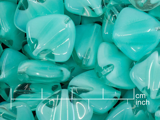 OUTLET 10 grams Skate Fish Beads, 17 x 18 mm, Teal (56218), Glass, Czech Republic