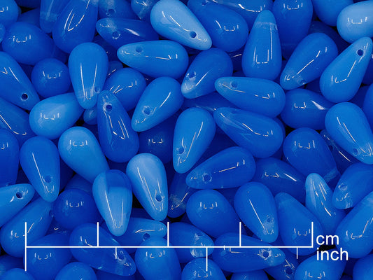 OUTLET 250g Drop Beads, 6 x 11 mm, Opal Blue (111-69004-06x11-31010)