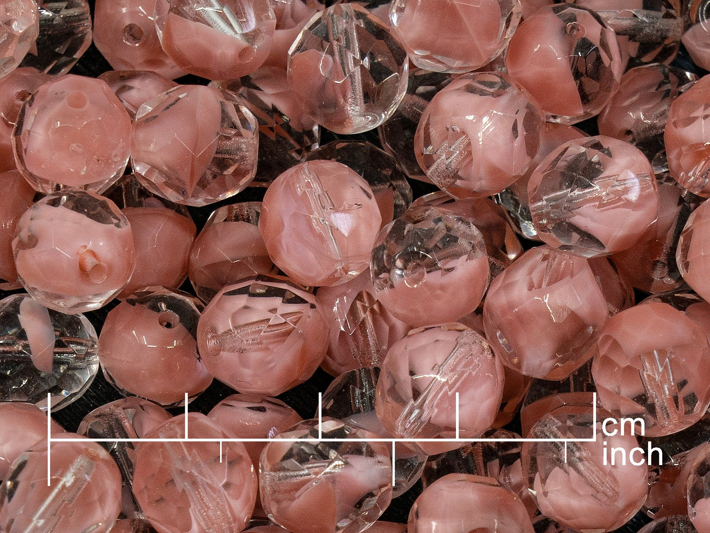 OUTLET 10 grams Faceted Round Fire Polished Beads, Opaque Pink (76028), Glass, Czech Republic