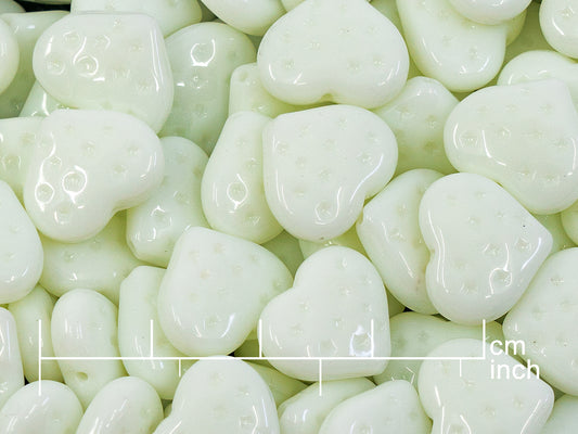 OUTLET 10 grams Pressed Beads Hearts With Dots, 12 x 14 mm, Gray (83500), Glass, Czech Republic