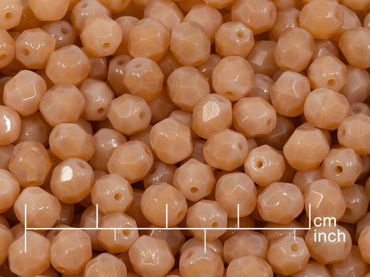 OUTLET 10 grams Faceted Round Fire Polished Beads, 6 x 6 mm, Pink Beige Opal (72000), Glass, Czech Republic