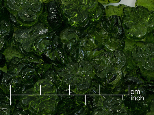 アウトレット 10グラム メルロー グレープリーフ ペンダントビーズ 透明グリーン (50240) ガラス チェコ共和国