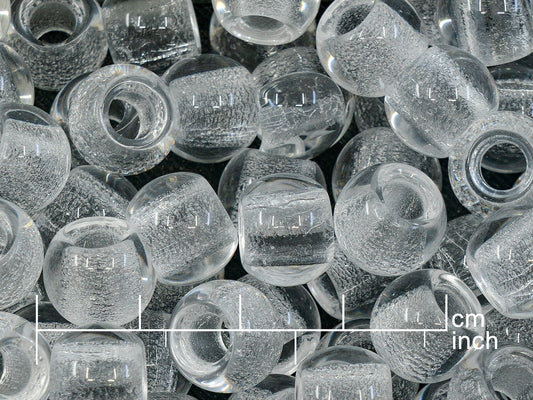 OUTLET 10 grams Big Hole Round Pressed Glass Beads, Crystal (00030), Glass, Czech Republic