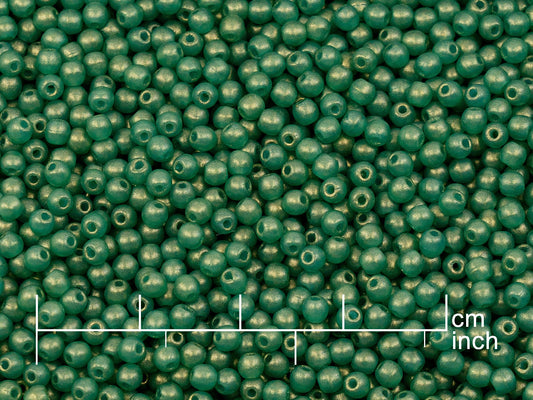 奥特莱斯 10克圆形Druck珠，2 x 2毫米，蛋白石绿金光泽（52060-79081），玻璃，捷克共和国