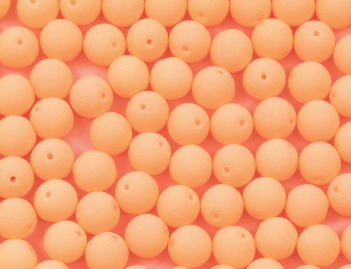 OUTLET 10 克圆形 Druck 珠子，6 x 6 毫米，淡橙色霓虹灯 (92922)，玻璃，捷克共和国