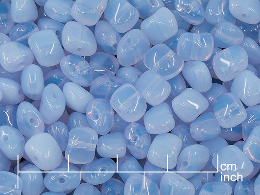 OUTLET 10 grams Pressed Beads, 6 x 8 mm, Opal Light Blue Violet (21210), Glass, Czech Republic