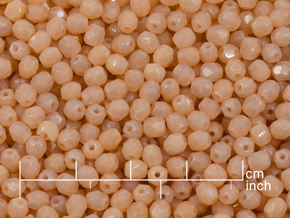 OUTLET 10 grams Faceted Round Fire Polished Beads, 4 x 4 mm, Beige Pink (beige-pink), Glass, Czech Republic