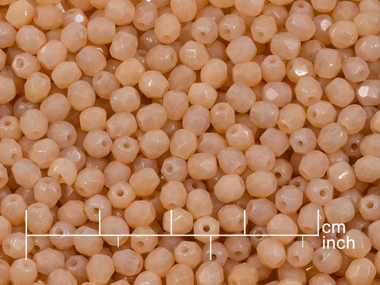 OUTLET 10 grams Faceted Round Fire Polished Beads, 4 x 4 mm, Beige Pink (beige-pink), Glass, Czech Republic