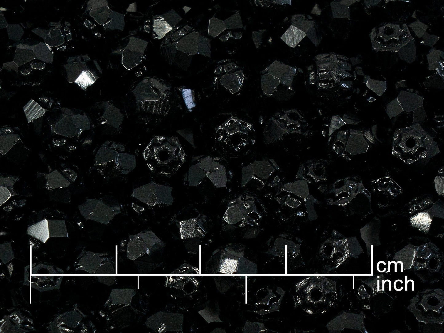 OUTLET 10 grams Faceted Cathedral Fire Polished Beads, 6 x 6 mm, Black (23980), Glass, Czech Republic