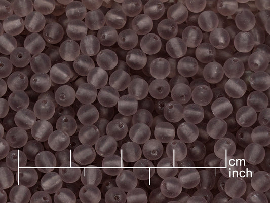 アウトレット 250g ラウンドドラックビーズ、4mm、透明ライトアメジストマット (111-19001-04x04-20040-84110)