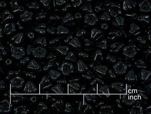 OUTLET 10 克铃铛花珠，4 x 6 毫米，黑色 (23980)，玻璃，捷克共和国