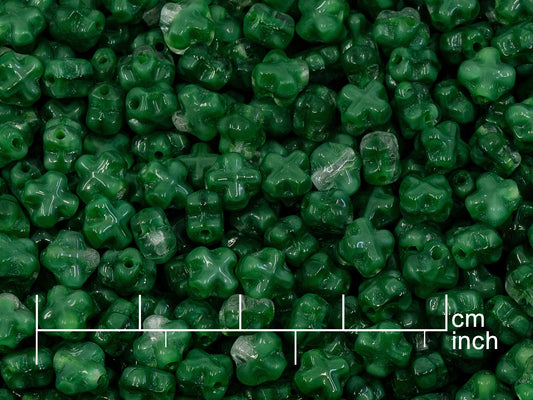 OUTLET 10 grams Pressed Beads, green (), Glass, Czech Republic