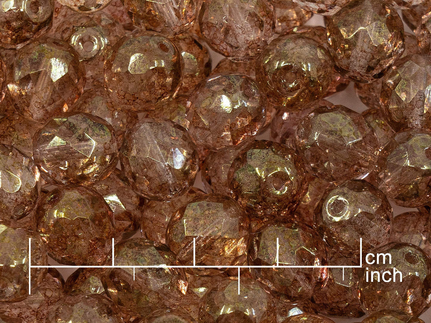 OUTLET 250g Fire Polished Round Faceted Beads, 10 mm, Crystal Terracotta Red (151-19001-10x10-00030-15495)