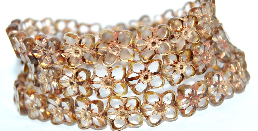 OUTLET 10 grams Table Cut Flower Beads Linum, Crystal Travertin Gold Lined (00030-86800-54202), Glass, Czech Republic