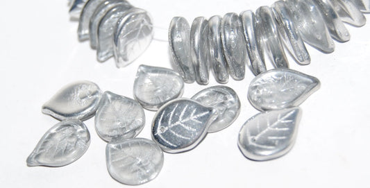 OUTLET 10 grams Apple Leaf Beads, Crystal Crystal Silver Half Coating (00030-27001), Glass, Czech Republic