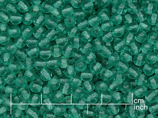 アウトレット 250g ラウンドドラックビーズ、4mm、透明グリーンエメラルド (111-19001-04x04-50710)