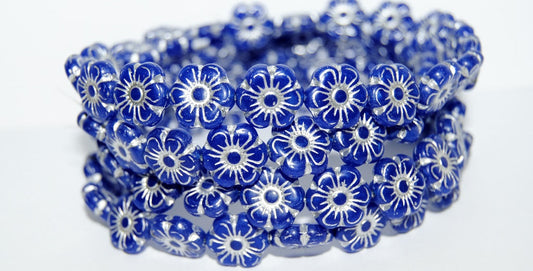 OUTLET 10 grams Flower Pressed Glass Beads, 32030 Silver Lined (32030-54201), Glass, Czech Republic