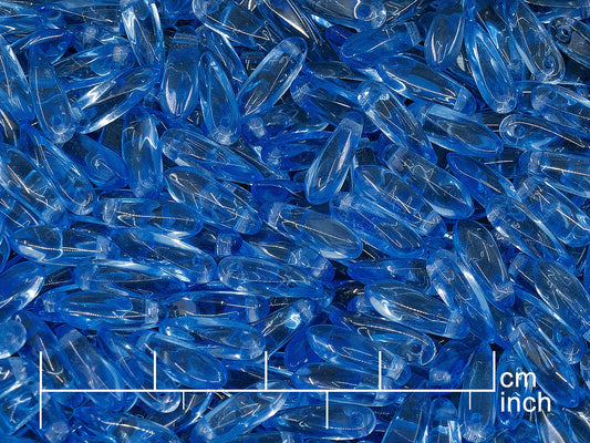 OUTLET 250g Dagger Beads, 3 x 11 mm, Transparent Blue (111-69014-03x11-30030)