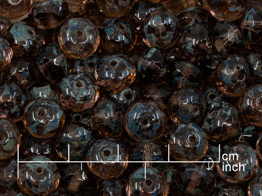 10克刻面圆珠，7 x 9毫米，透明浅紫水晶色洞石（20050-86800），玻璃，捷克共和国