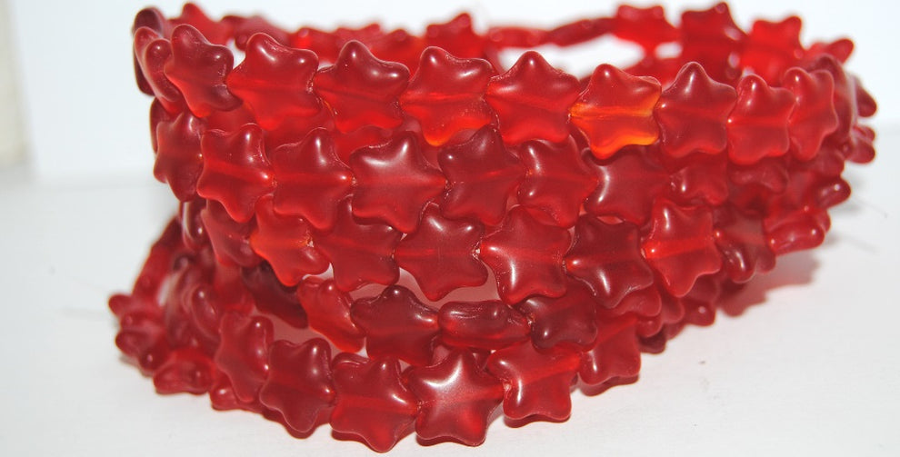 OUTLET 10 grams Flat Star Beads, Red Mixed Colors Matte (RED-MIX-M), Glass, Czech Republic