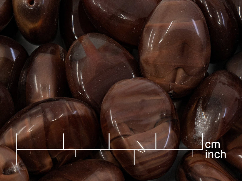 OUTLET 10 grams Irregular Stone-Like Pendant Bead, 22 x 17 mm, Silk Brown (16610), Glass, Czech Republic