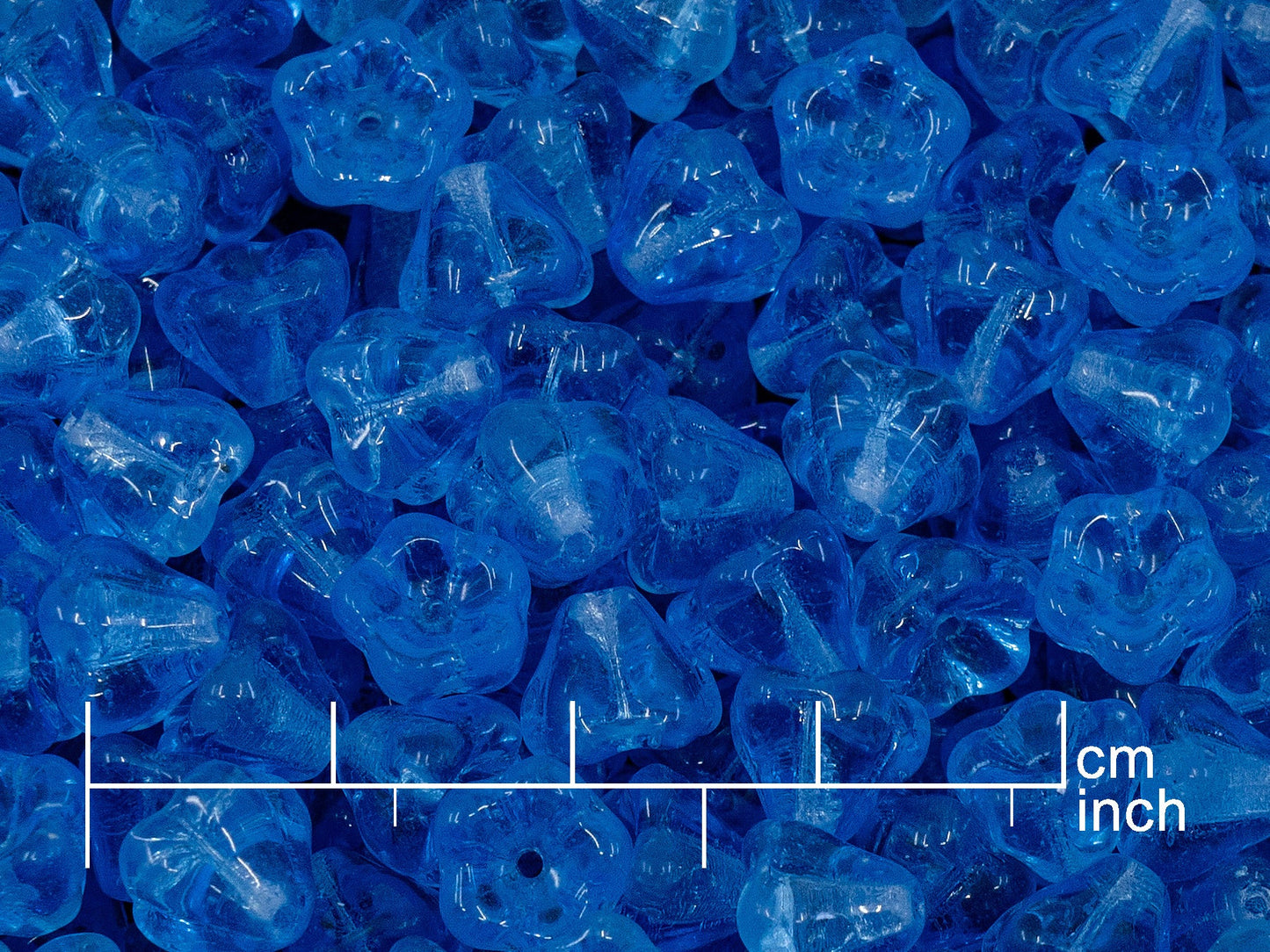 OUTLET 10 grams Flower Bell Beads, blue (), Glass, Czech Republic