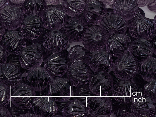 OUTLET 10 grams Faceted Fire Polished Lanthern Cathedral Beads, 9 x 9 mm, Transparent Purple (20510), Glass, Czech Republic