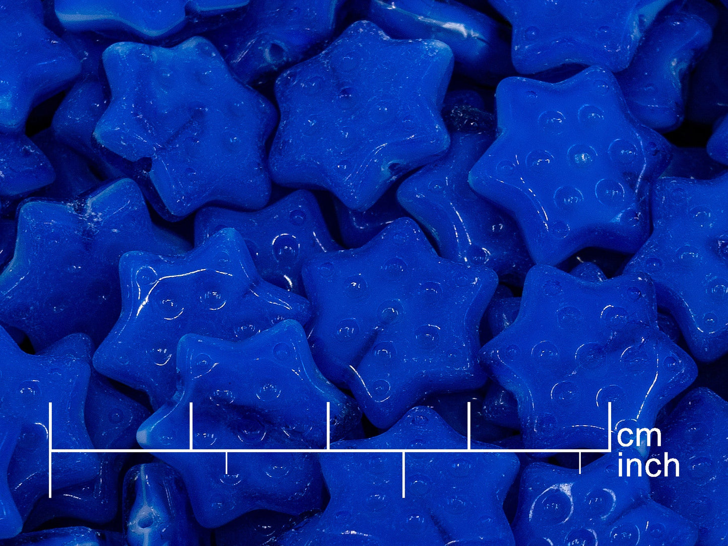 OUTLET 10 grams Pressed Beads Star with Dot, 16 x 16 mm, Blue White Mix (37005), Glass, Czech Republic