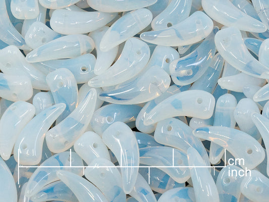 OUTLET 10 grams Tooth Beads, Opal White (01000), Glass, Czech Republic