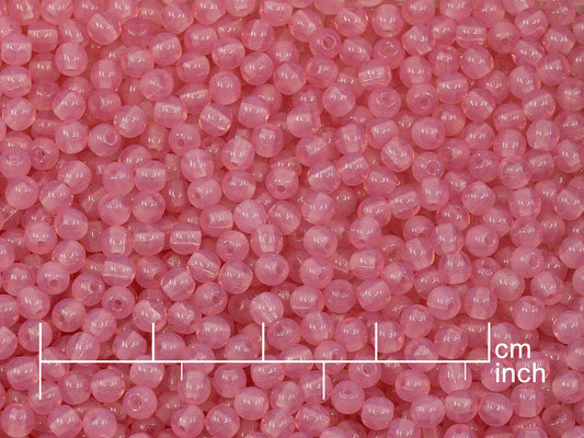 OUTLET 10 grams Round Druck Beads, 3 x 3 mm, Opal Pink (71010), Glass, Czech Republic