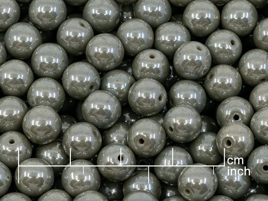 OUTLET 10 grams Round Druck Beads, 8 x 8 mm, Opaque Gray Hematite (43020-14400), Glass, Czech Republic