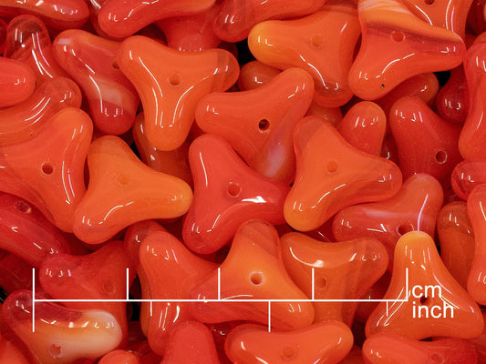 奥特莱斯 10克压制珠，14 x 14毫米，橙色混合玻璃（06918），玻璃，捷克共和国