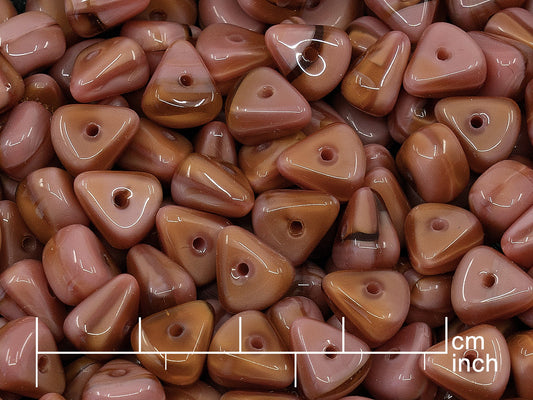 OUTLET 10 grams Pressed Beads, Brown Pink (77193), Glass, Czech Republic