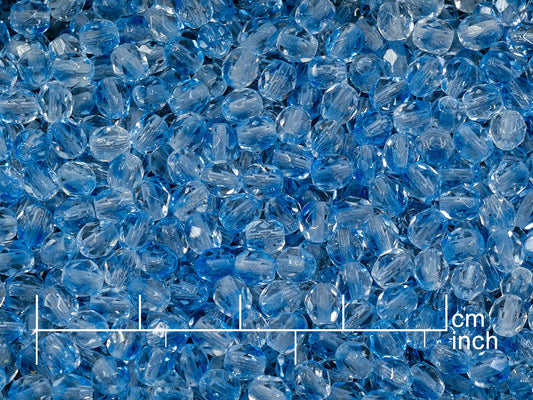 OUTLET 10 grams Faceted Round Fire Polished Beads, crystal blue mix (30031), Glass, Czech Republic