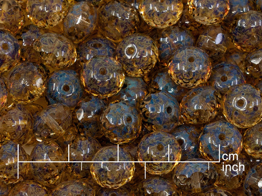 OUTLET 10克多面圆珠，7 x 9毫米，水晶染色牢固（00030-86805），玻璃，捷克共和国