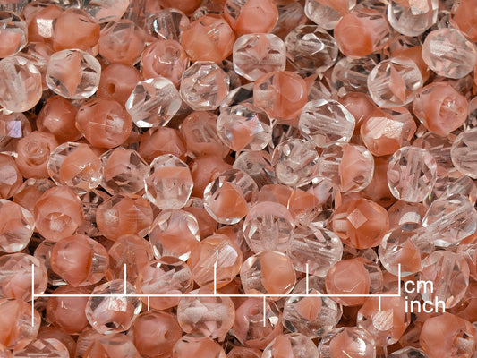 OUTLET 10 grams Faceted Round Fire Polished Beads, Opaque Pink (76028), Glass, Czech Republic