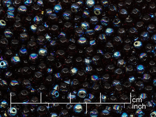 OUTLET 250g Round Druck Beads, 4 mm, Transparent Red Ab (111-19001-04x04-90100-28701)