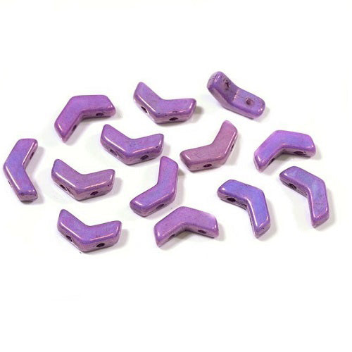 OUTLET 10 grams Arrows 2-hole Beads, Chalk White Purple (03000-15726), Glass, Czech Republic